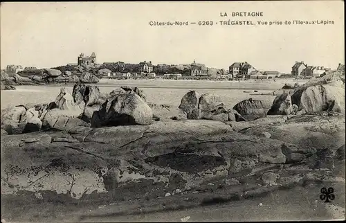 Ak Tregastel Cotes d'Armor, Vue prise de l'Ile aux Lapins