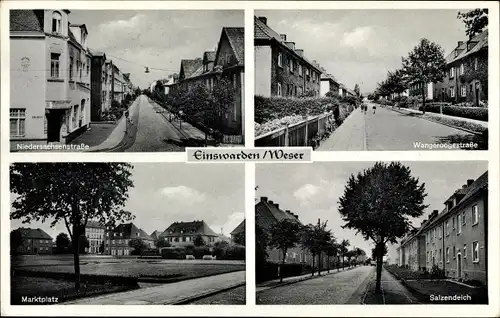 Ak Einswarden Nordenham im Landkreis Wesermarsch, Marktplatz, Niedersachsenstraße, Salzendeich