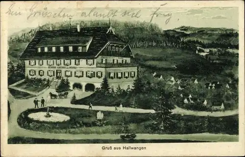 Künstler Ak Hallwangen Dornstetten in Baden Württemberg, Pension und Gasthof zur Mühle