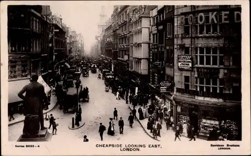 Ak London City England, Cheapside looking East