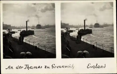 Stereo Ak Greenwich London City, Thames, Steamer