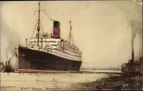 Künstler Ak Dampfschiff Laconia, Cunard Line