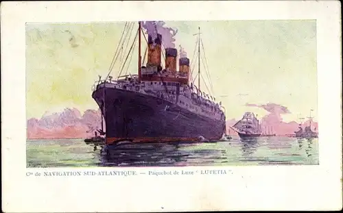 Künstler Ak Dampfschiff Lutetia, Compagnie de Navigation Sud Atlantique