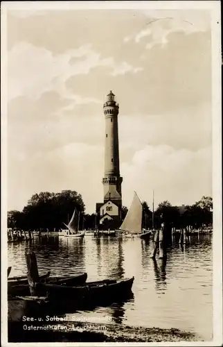 Ak Warszów Osternothafen Świnoujście Swinemünde Pommern, Leuchtturm