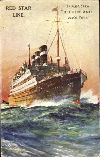 Künstler Ak Dampfschiff Belgenland, Red Star Line