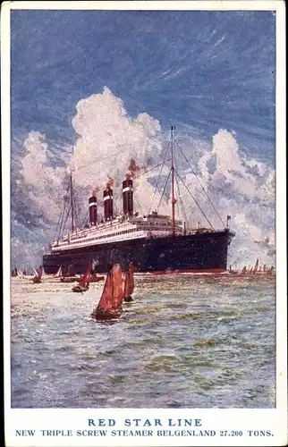 Künstler Ak Dampfschiff Belgenland, Red Star Line