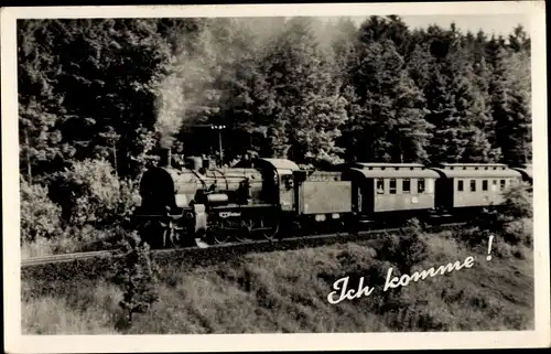 Ak Deutsche Lokomotive mit Eisenbahn am vorbeifahren