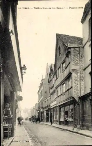 Ak Caen Calvados, Vieilles Maisons rue Montoir, Poissonnerie