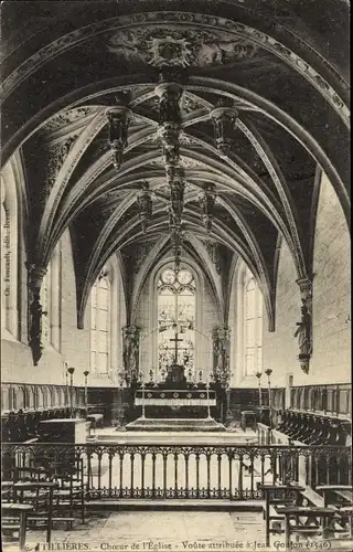 Ak Tillières Eure, Choeur de l'Eglise