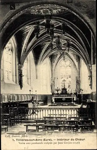 Ak Tillières sur Avre Eure, Interieur du Choeur