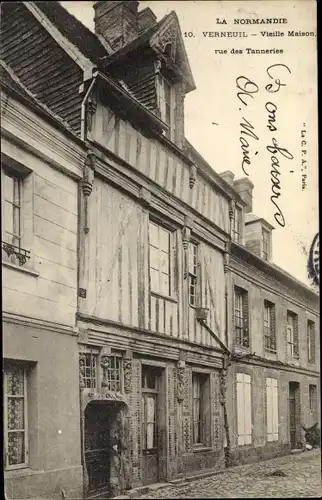 Ak Verneuil Eure, Vieille maison, rue des Tanneries