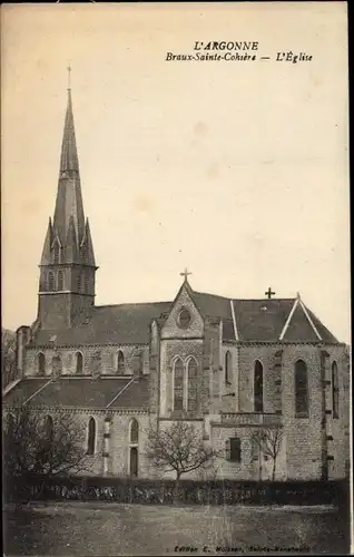 Ak Braux Sainte Cobière Marne, L'Eglise