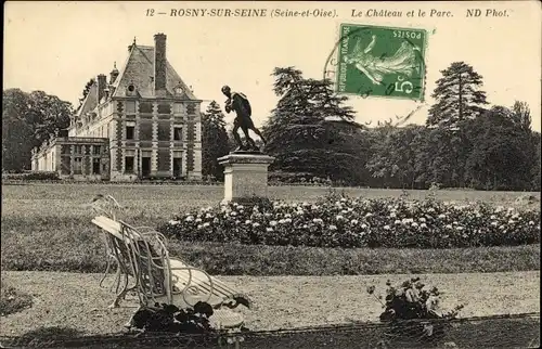 Ak Rosny sur Seine Yvelines, Le Chateau et le Parc