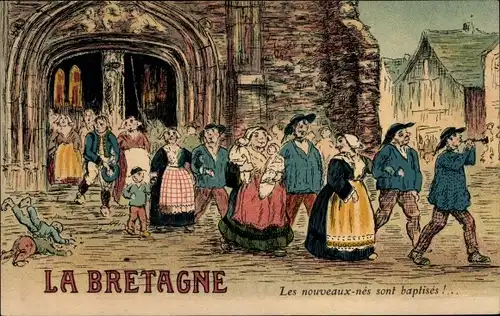 Ak Cotes d'Armor Bretagne Frankreich, Les nouveaux nes son baptises