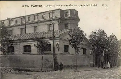 Ak Vanves Hauts de Seine, Rue Julien et Entree du Lycee Michelet