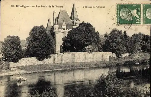 Ak Montignac Dordogne, Les bords de la Vezere, Chateau de Clerant
