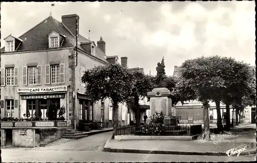 Ak Bonnat Creuse, Monument aux Morts, Café des Sports