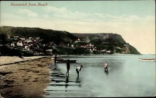 Ak Scarborough North Yorkshire, Runswick from Beach
