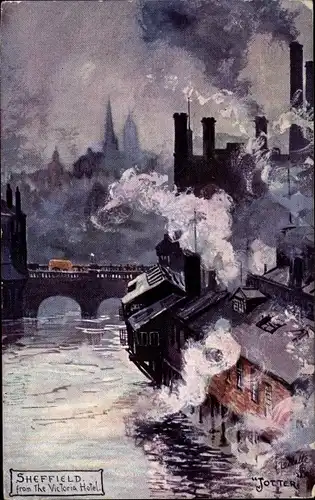 Künstler Ak Jotter, Sheffield Yorkshire England, Sheffield from The Victoria Hotel, Tuck 7676