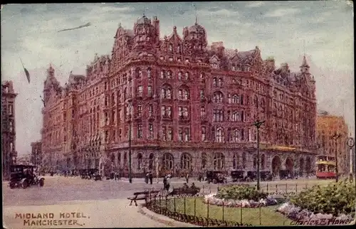 Künstler Ak Flower, Charles, Manchester North West England, Midland Hotel, Entrance, Peter Street