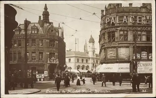 Ak Leicester East Midlands England, Entrance to Market Place