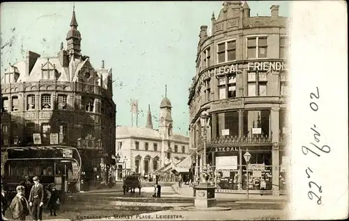 Ak Leicester East Midlands England, Entrance to Market Place