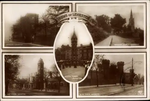 Ak Leicester East Midlands England, Clock Tower, Infirmary, Gas Works, Church, EAS