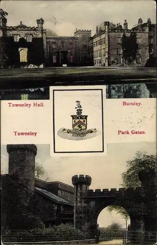 Wappen Ak Burnley North West, Towneley Hall, Park Gates