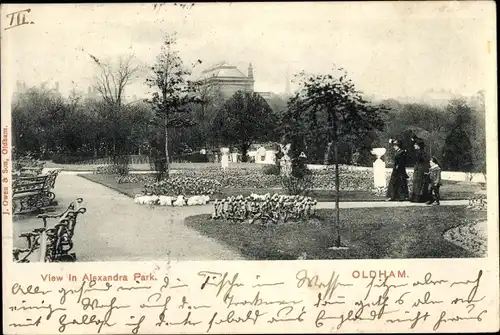 Ak Oldham North West England, View In Alexandra Park