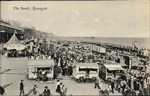 Ak Ramsgate South East England, The Sands, Mobile Shops