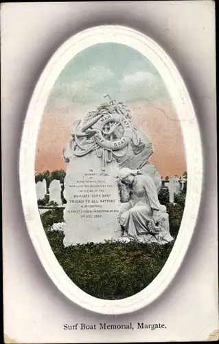 Präge Passepartout Ak Margate South East England, Surf Boat Memorial