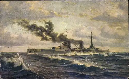 Künstler Ak Deutsches Kriegsschiff, SMS Von der Tann, Schlachtschiff, Kaiserliche Marine