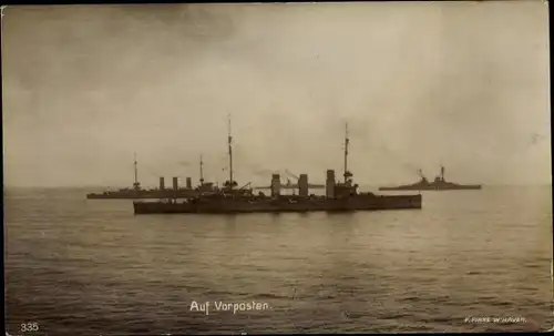 Ak Deutsche Kriegsschiffe auf Vorposten, Kaiserliche Marine
