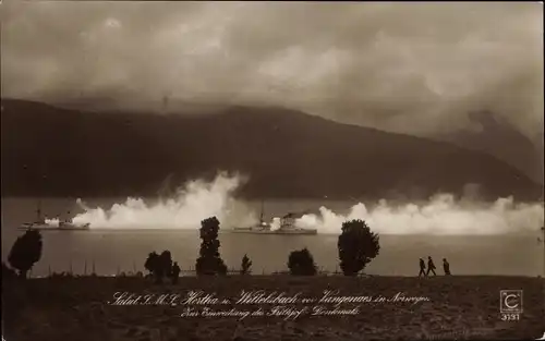 Ak Norwegen, Deutsches Kriegsschiff, SMS Hertha, Wittelsbach, Kaiserliche Marine