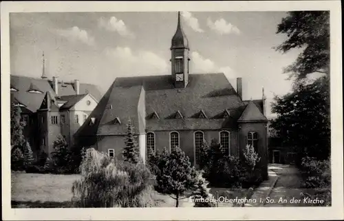 Ak Limbach Oberfrohna Sachsen, Partie an der Kirche