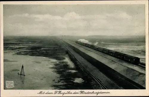 Ak Insel Sylt in Nordfriesland, Mit dem D Zug über den Hindenburgdamm