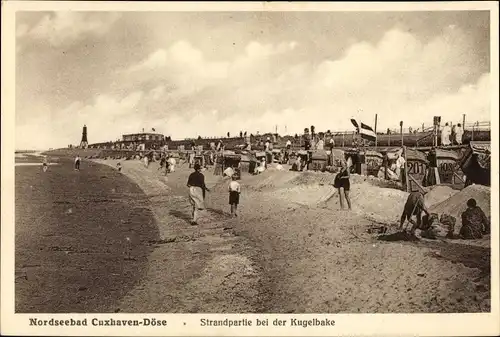 Ak Nordseebad Döse Cuxhaven, Strandpartie bei der Kugelbake