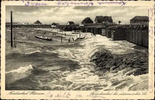 Ak Nordseebad Büsum, Familienbad bei stürmischer See