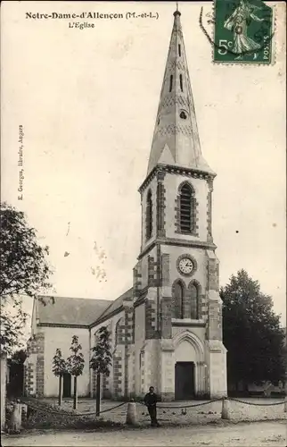 Ak Notre Dame d'Allencon Maine et Loire, L'Eglise