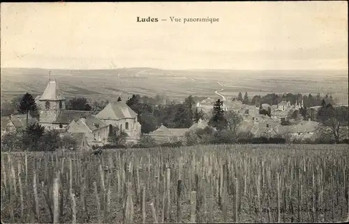 Ak Ludes Marne, Vue panoramique