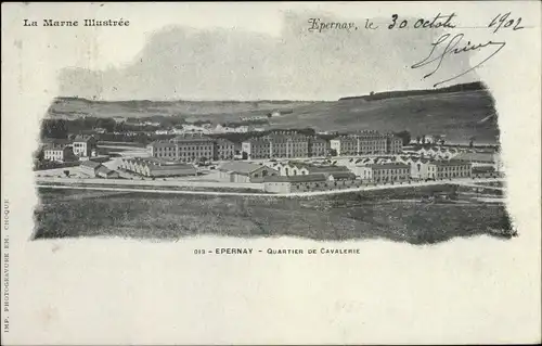 Ak Epernay Marne, Quartier de Cavalerie