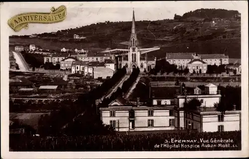 Ak Epernay Marne, Vue generale de l'Hopital Hospice Auban Moet