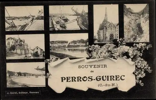 Ak Perros Guirec Cotes d'Armor, Blumen, Souvenir, Environs