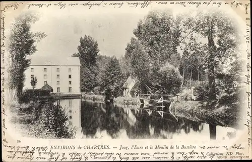Ak Jouy Eure et Loir, L'Eure et le Moulin de la Bassiere