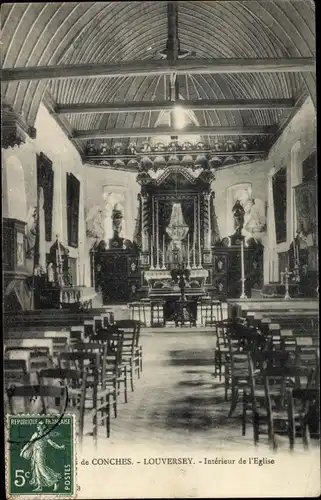 Ak Louversey Eure, Interieur de l'Eglise