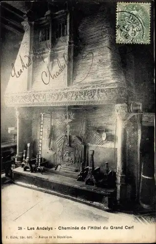 Ak Les Andelys Eure, Cheminee de l'Hotel du Grand Cerf