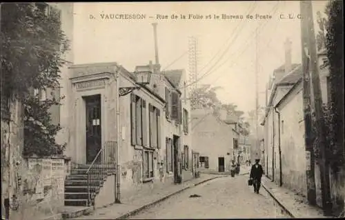 Ak Vaucresson Hauts de Seine, Rue de la Folie et le Bureau de Poste