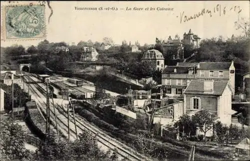 Ak Vaucresson Hauts de Seine, La Gare et les Coteaux