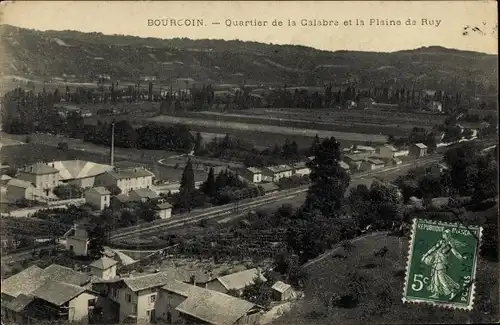 Ak Bourgoin Isère, Quartier de la Calabre et la Plaine de Ruy