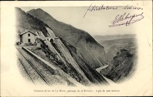 Ak La Mare Isere, Chemin de fer de La Mare, Passage de la Rivoire